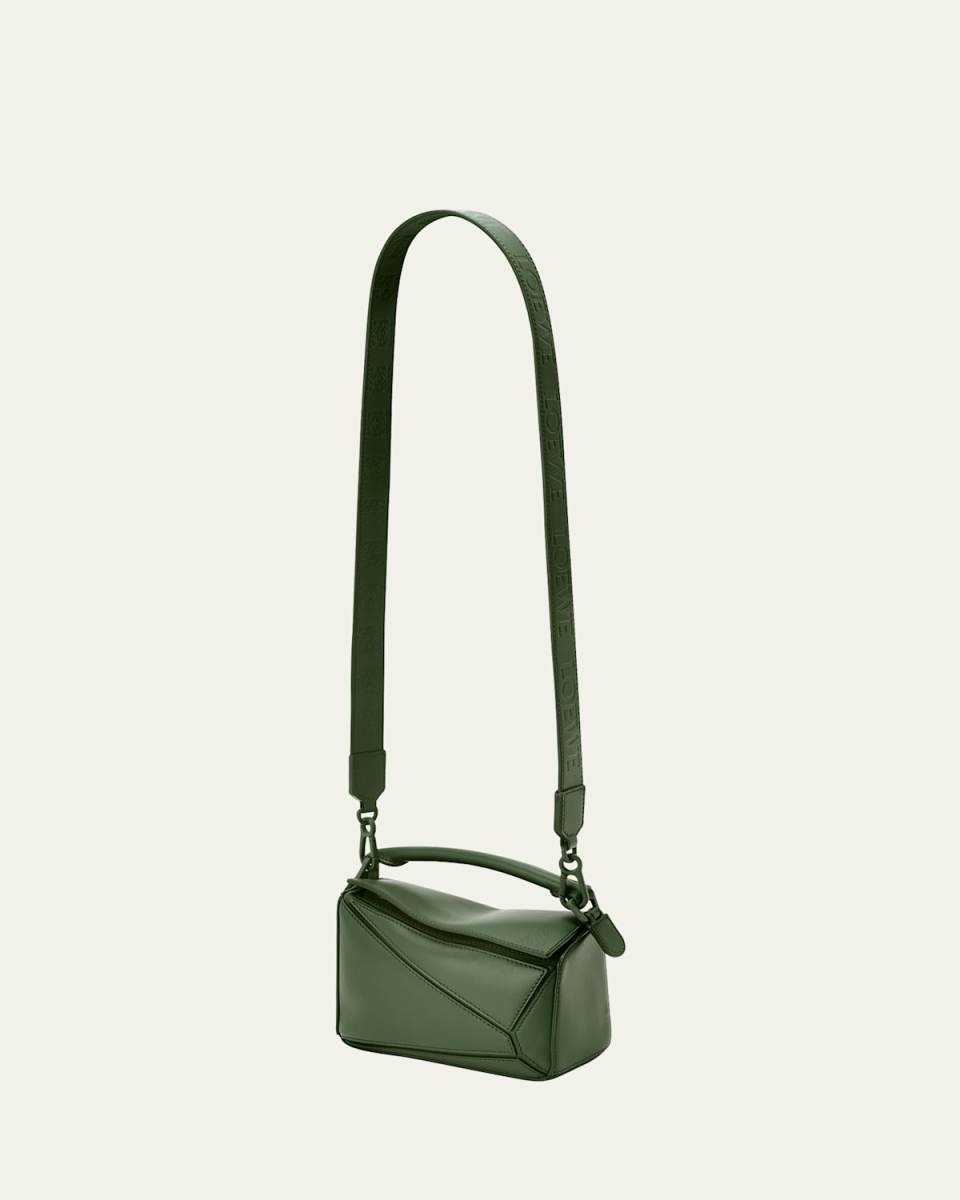 Puzzle Solid Mini Top-Handle Bag in Satin Leather